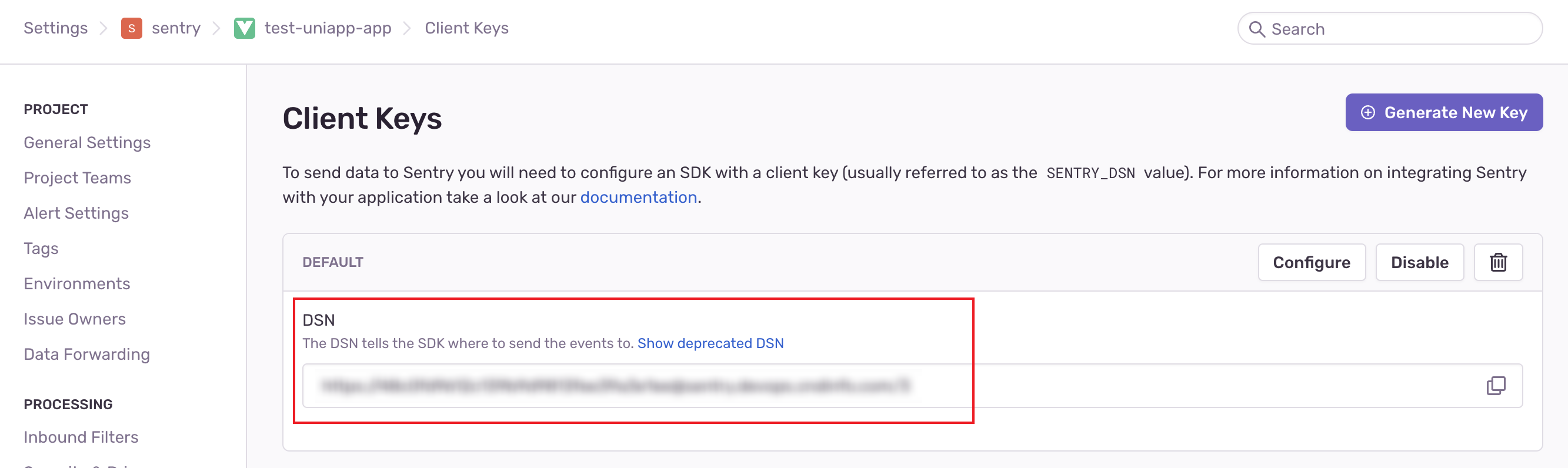 sentry-get-project-dsn